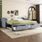 Polsterbett 90x200 cm, Ausziehbares Schlafsofa Erweiterbares Tagesbett mit Ausziehbett und 2 Schubladen, Gästebett Daybett Kinderbett Sofabett Jugendbett Doppelbett, Leinen, Ohne Matratze, Grau