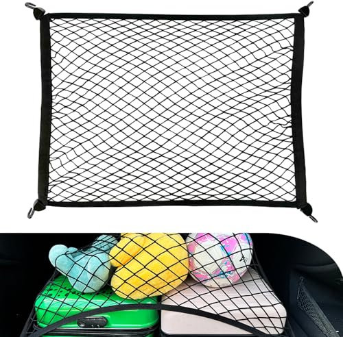 Haoledy Rete per Cani Auto Portaoggetti Bagagliaio, Rete Elastica, Elastico con 4 Ganci 80×60cm può Essere Estesa Fino 160×120cm