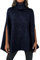 YCBMINGCAN Grobstrickpullover Damen Poncho Pullover Mode Grobstrick Cape Wrap Pullover Pullover Pullover Tops Warmer Strickpullover Damen Winter (Navy, L)