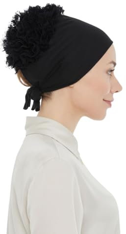 ihvan online Hijab Kappe, Kopftuch, Volumizing Anti Rutsch Kopftücher Unterkappe für Frauen, Bone mit Rückbindung, Schwarz