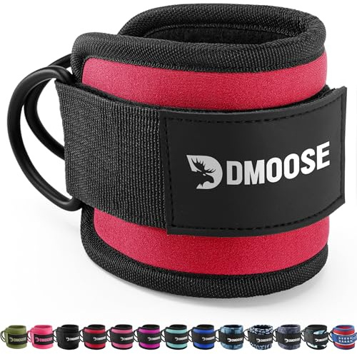 DMoose Fitness Sangle De Tirage Musculation Cheville - Taille Unique Avec Rembourrage De Qualité Supérieure Et Anneau En D - Sangle Cheville Musculation Poulie Pour Les Femmes
