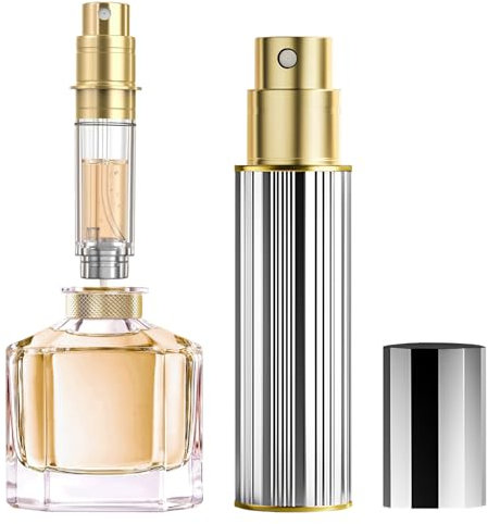 JOOMOKO Parfümzerstäuber Nachfüllbar, 5ml Parfüm Abfüller, Parfum Flakon Leer, parfüm zerstäuber für unterwegs, leer Parfüm Zerstäuber Sprühflasche für Reise unterwegs(Silber)