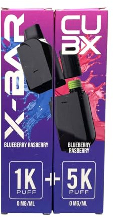CUBX- double pod remplissable (batterie non incluse) sans nicotine ni tabac, Vente interdite aux personnes âgées de moins de18 ans (saveur : Myrtille Framboise)