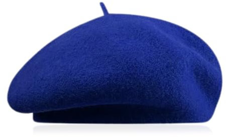 GIDWRIY Französische Klassische Baskenmütze Damen,Barett Damen Wolle,Franzosen Mütze,French Beret,Wintermütze Barett Hut,Künstler Mütze Pantomime,Barette für Frühling Herbst Winte - Schatz Blau