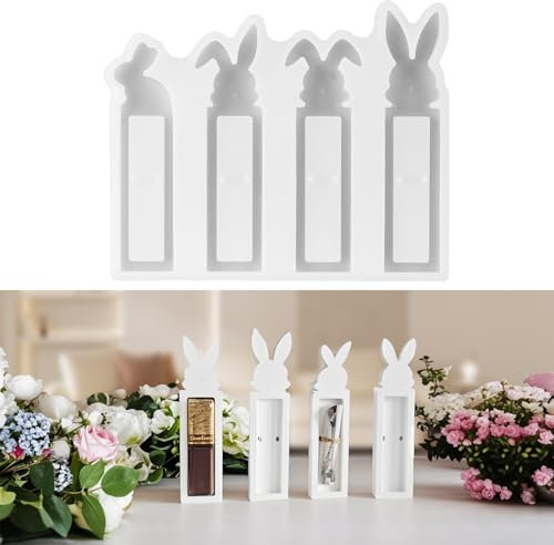 Zikenis 4 Stück Silikonform Ostern,Osternhase Silikonform Ostern Geldgeschenk,gießformen,Gipsformen zum Gießen,Für DIY Seife Kerzen Ostergeschenke und Ostern Pralinenschachtel