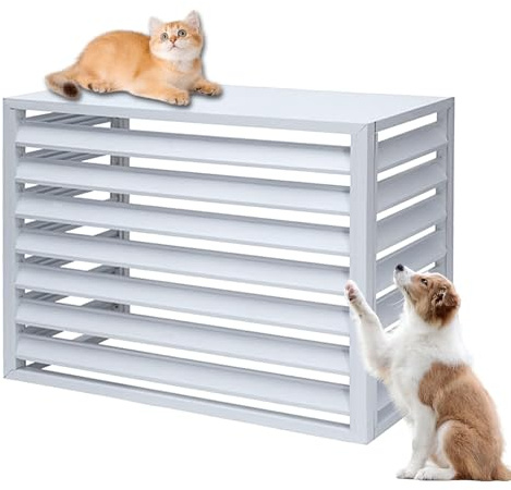 LKPMGOA Aluminum Ac Unit Covers Outdoor, Privacy Screens Fence Panels for Air Conditioners Trash Bins, Isolate Pets, Fallen Leaves, Anti-theft(White,100cm)