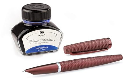 Diplomat Viper Brown, Fountain Pen with Stainless Steel Nib M and Fountain Pen Ink Royal Blue