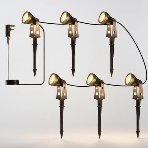ZOTOYI Garden Spotlights Mains IP68 20M Garden Spike Lights - 400LM 36V Outdoor Electric Spotlights Uplighter for Parties, Seasonal & Functional Applications, Holiday Decorations, 3100K