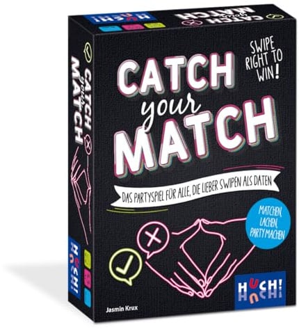 HUCH!, Catch Your Match!, Partyspiel mit Promis & witzigen Dating-Profilen, Lustige Kombis für Spielabende, Für 3+ Spieler ab 14 Jahren