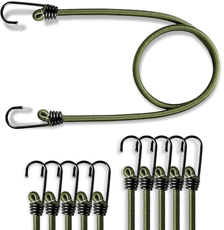 Pulpos Elásticos con Gancho 45CM Pack 11 Unidades, Cuerda Elástica 8mm Resistente para Transporte, Tensores Elásticos Duraderos para Camping, Maletero, Moto, Bungee Cord