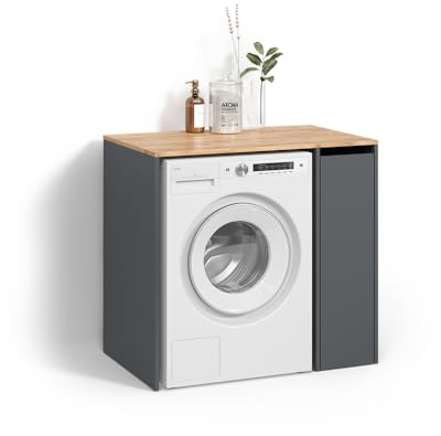 Livinity Mobiletto per lavatrice Paolina Antracite/Rovere 93.6x88.2 cm