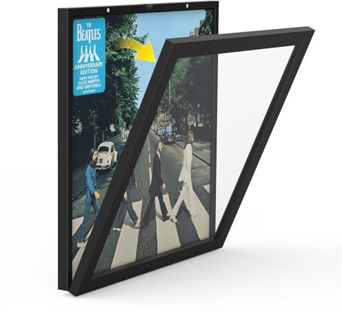 TJ.MOREE Wand-Schallplattenrahmen für Alben, schwarz | Wandrahmen für LP-Cover & Gatefold-Alben. Platzsparende Präsentation. Ideal für Wohnzimmer, Büro, Plattenladen