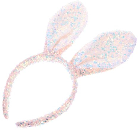 CIYODO Hasenohren Haarreif Glitzernd für Erwachsene Weiches Cosplay Stirnband Pink Vielseitiges Kostüm Accessoire für Party Fotografie Geburtstag