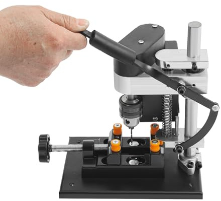 Elektrische Tischbohrmaschine, 220V Standbohrmaschine 7-Stufig Mini-Bohrmaschine, Bohrhub 50mm, Drehzahlbereich 0-8000U/min, Profi Säulenbohrmaschine für Holz, Kunststoff