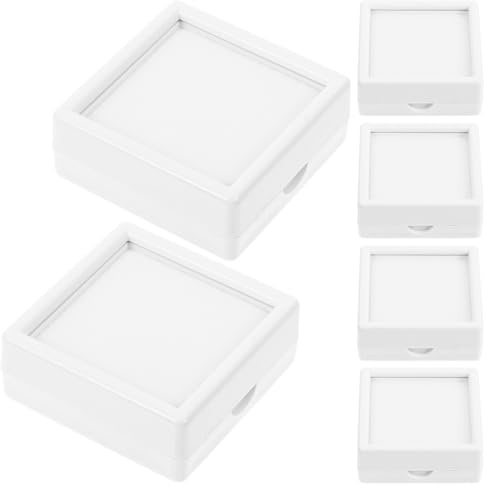 NOLITOY Boîte de Présentation de Pierres Précieuses 12 Pcs en Verre | Insert en Éponge Pratique, Finition Blanche, Format Carré 2x2x1 Pouces