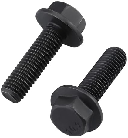 Bulloni flangiati a testa esagonale, M14, 2,0 x 50 mm, grado 10,9, ad alta resistenza, finitura in ossido nero, filettatura completa, metrico, resistente, per automotive, macchinari e costruzioni (4