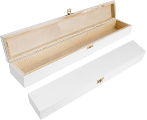 Creative Deco Weiße Holzkiste für Taufkerze Kommunionskerze 47 x 7 x 5,5cm | Holzbox Kiefernholz | Taufkerzenbox für Lange Kerze | Taufgeschenk Mädchen Junge Erinnerungsbox Aufbewahrungsbox
