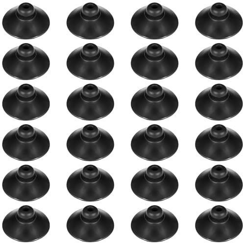 Lot de 24 Ventouses pour Aquarium en Silicone, Ventouse pour Pompe d’Aquarium, Support de Tuyau et Ligne Aérienne, Fixation sur Verre Lisse, Eau Douce et Eau Salée, Noir, 28 mm