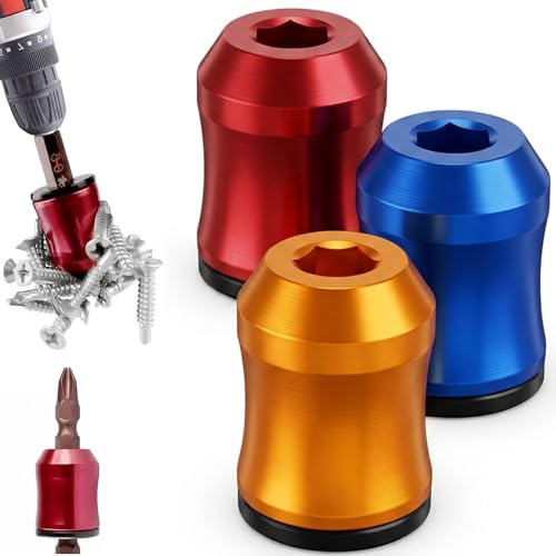 3Pcs Magnetic Bit Holder, Removable Screw Ring Prevent Dropped Screw | Strong Magnetic Universal Hex Screwdrivers & Power Bits Premium Alloy for Household DIY Repair