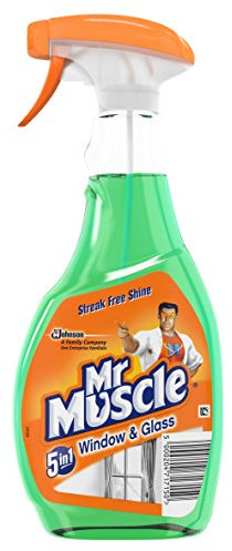Mr Muscle 5-in-1 Window and Glass Cleaner, Cleaning Spray for Streak Free Shine, 500 ml, Pack of 12
