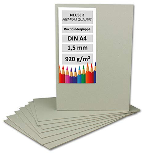 30 Stück Buchbinderpappe DIN A4 - Stärke 1,5 mm (0,15 cm) - Grammatur: 920 g/m² - Format: 29,7 x 21 cm - Farbe: Grau-Braun