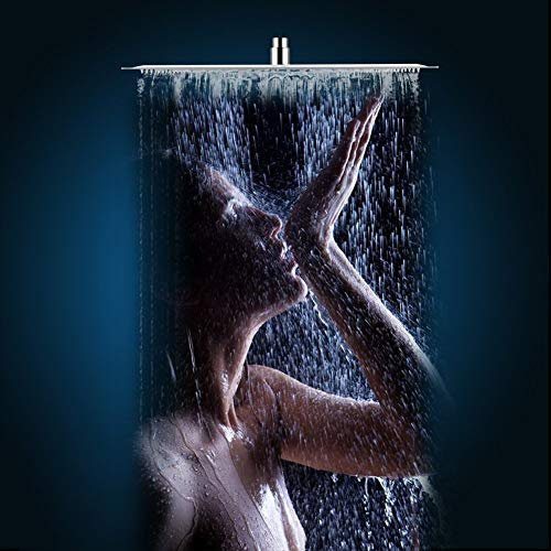 Soffione Doccia a Pioggia Ultra-Sottile Piazza con Anticalcare in Acciaio Inox,16 pollici/20 pollici (50cm x 50cm)