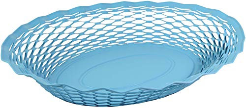 Panera Oval azul en acero inoxidable, 30 x 24 cm