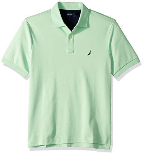Nautica Men's Classic Fit Short Sleeve Soft Cotton Polo Shirt, Ash Green Solid, Large