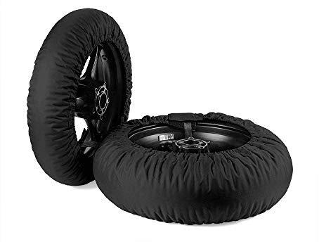 Oldbones Tire Warmers Tyre Warmers Set Racing Motorcycle Superbike Tyre Heater Cover 120/200 With 220V & UK Plug In Black Single Temp