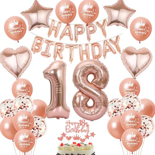 Palloncino 18° Compleanno Ragazza - Decorazione Oro Rosa 18 Anni - Buon Compleanno RoseGold Deco