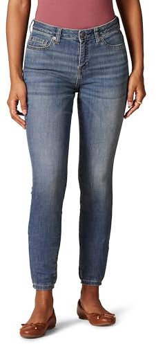 Amazon Essentials Jean Skinny Cintré, Taille Mi-Haute - couleurs abandonnées Femme, Délavé Moyen, 40