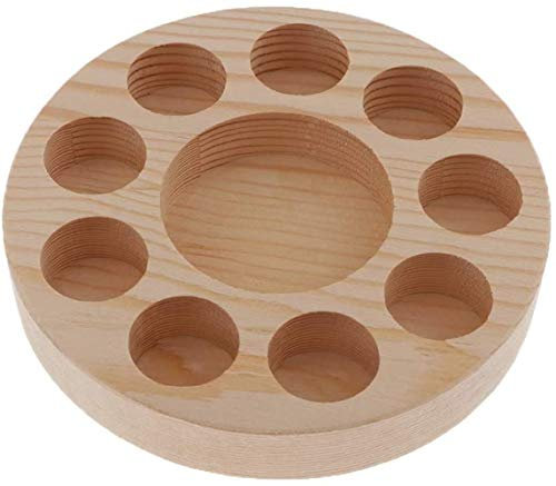 Essential Oil Storage Box Circle Wood Storage Case Aromatherapy Oil Bottle Organizer Display Stand, Wooden Essential Oil Bottle Holder 10 Slots