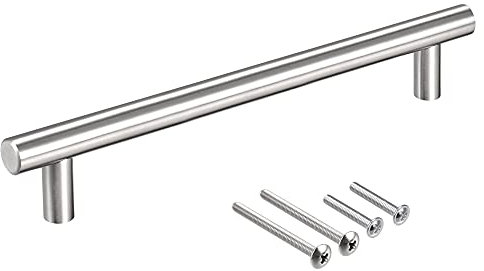 sourcing map T Bar Pull Handle, 8(200mm) Length 12mm Dia Stainless Steel Cabinet Pulls 5(128mm) Hole Center Distance