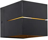 Qazqa Modern Wandleuchte, Wandlampe - Transfer - Schwarz Gold, Quadratisch, max. 40W, Geeignet für LED, 9.7cm, Ideal als Wohnzimmerlampe und Flur