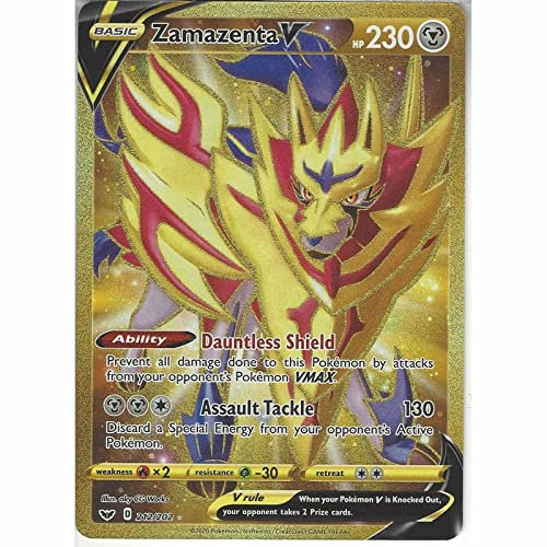 Zamazenta V 212/202 Secret Rare Pokemon Karte (Schwert & Schild) + TitanCards Toploader