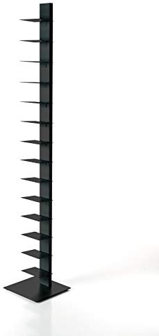 ZStyle BBB ITALIA Bücherregal Sapiens mit vertikaler Säule aus Metall, freistehendes Regal mit Stahlablagen (202 cm, Schwarz)