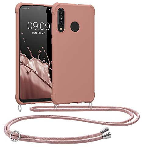kwmobile Necklace Case kompatibel mit Huawei P30 Lite Hülle - Cover mit Kordel zum Umhängen - Silikon Schutzhülle Perlmutt