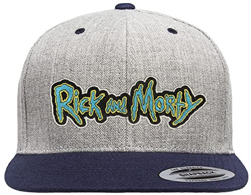 Rick and Morty Offizielles Lizenzprodukt Premium Snapback Cap (Heather Gray-Marineblau), Einheitsgröße