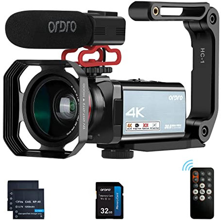 ORDRO Camcorder 4K with IR Night Vision Video Camera 30X Digital Zoom 3.5 Touchscreen Wifi Vlogging Camera for YouTube