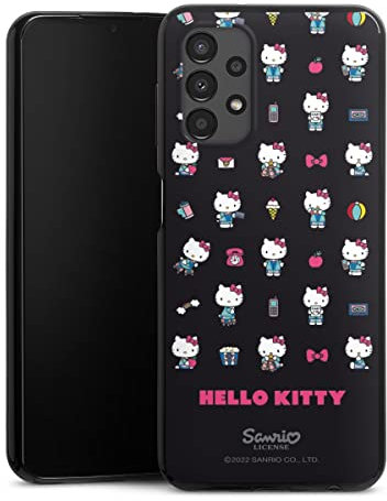 DeinDesign Slim Case extra dünn kompatibel mit Samsung Galaxy A13 4G Silikon Handyhülle schwarz Hülle Hello Kitty Fanartikel Kindheit