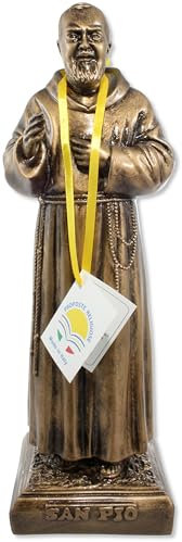 Statue San Pio (Padre Pio) von Pietrelcina aus Harz 40 cm, Farbe Bronze - Made in Italy