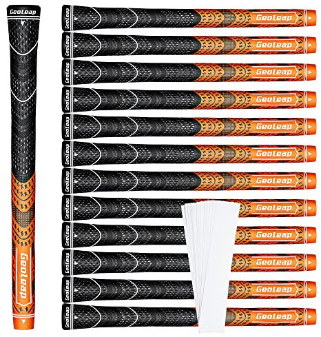 Geoleap Golf-Griffe mit Klebebändern und Griffen, mit allen Reparatur-Sets zur Auswahl, Hybrid-Golfschläger-Griffe, Standard/Mittelgroß, Orange-Classic, 13 Griffe nur mit 15 Tapes))