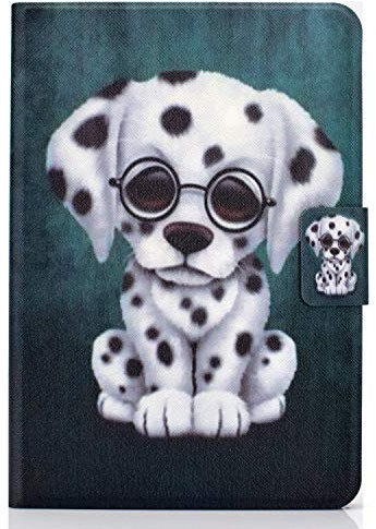 Bspring Funda Compatible con All-New Amazon Kindle Fire HD 8 & 8 Plus Tablet(12/10th Gen,2022/2020) Ligero PU Cuero Flip Carcasa Estuche con Múltiples ángulos de Vista,Perro Moteado