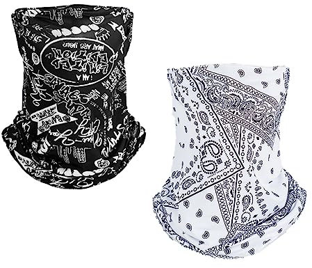 YSTrillion Unisex Face Bandana 2 Stücke Multifunktionstuch mit Ohrschlaufen,Winddichte Face Bandana für Outdoor Sportarten Ski Motorrad Radfahren Wandern