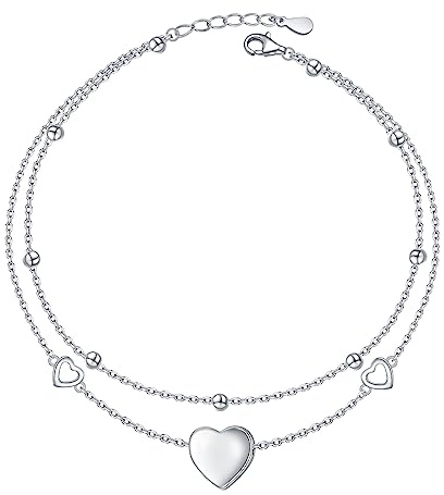HOOHWE Fußkettchen für Damen Silber 925 Verstellbar Schmetterling Mond Perle Keltischer Knoten Fußkette Mehrlagig Fussketten für Frauen Strand Doppelschichtig Anklets Boho Schmuck
