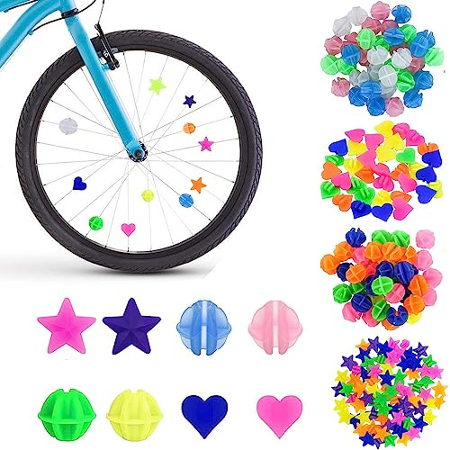 VICZON 144 Stück Bunten Fahrradspeichen-Dekorationen, Fahrrad Zubehör Speichenclips, Speichenklicker Fahrrad Zubehör Reflektierende Speichenperlen für Männer und Frauen