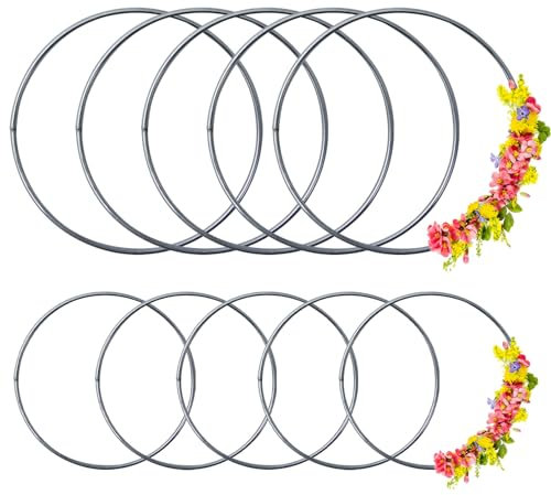 Pilikoll 10 Stück Deko Ringe zum Aufhängen 10CM Handwerkliche Metallring & 15CM Traumfänger Ringe Metall Mobile Ring Floral Hoops Traumfänger Ring für Dream Catcher, Hochzeit Party Dekoration