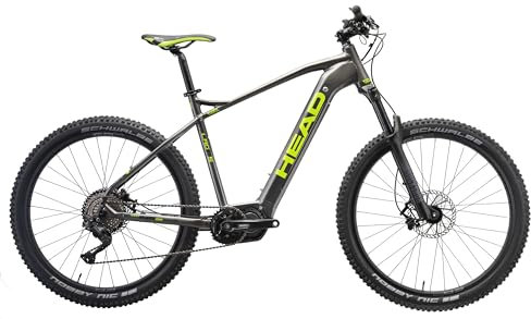 HEAD Unisex - Adult Lagos Ride Electric Mountain Bike, Grey Metallic/Green, 42