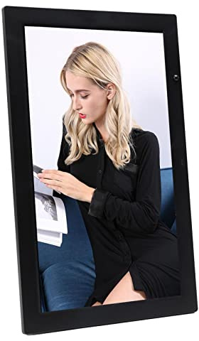 Digitaler Bilderrahmen 19 Zoll, Großer Digitaler 1080P Bilderrahmen mit Menschlicher Wahrnehmung, Diashows, Fernbedienung, Videoplayer Unterstützung für Musik, Kalender,