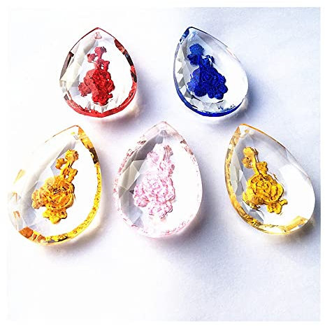 Kronleuchter Kristall Prismen Anhänger 100 stücke gemischt 5 Farben kronleuchter anhänger kristall Rose kronleuchter anhänger 50mm DIY Glas Lampe zubehör graviert Blumenmuster von handgemacht